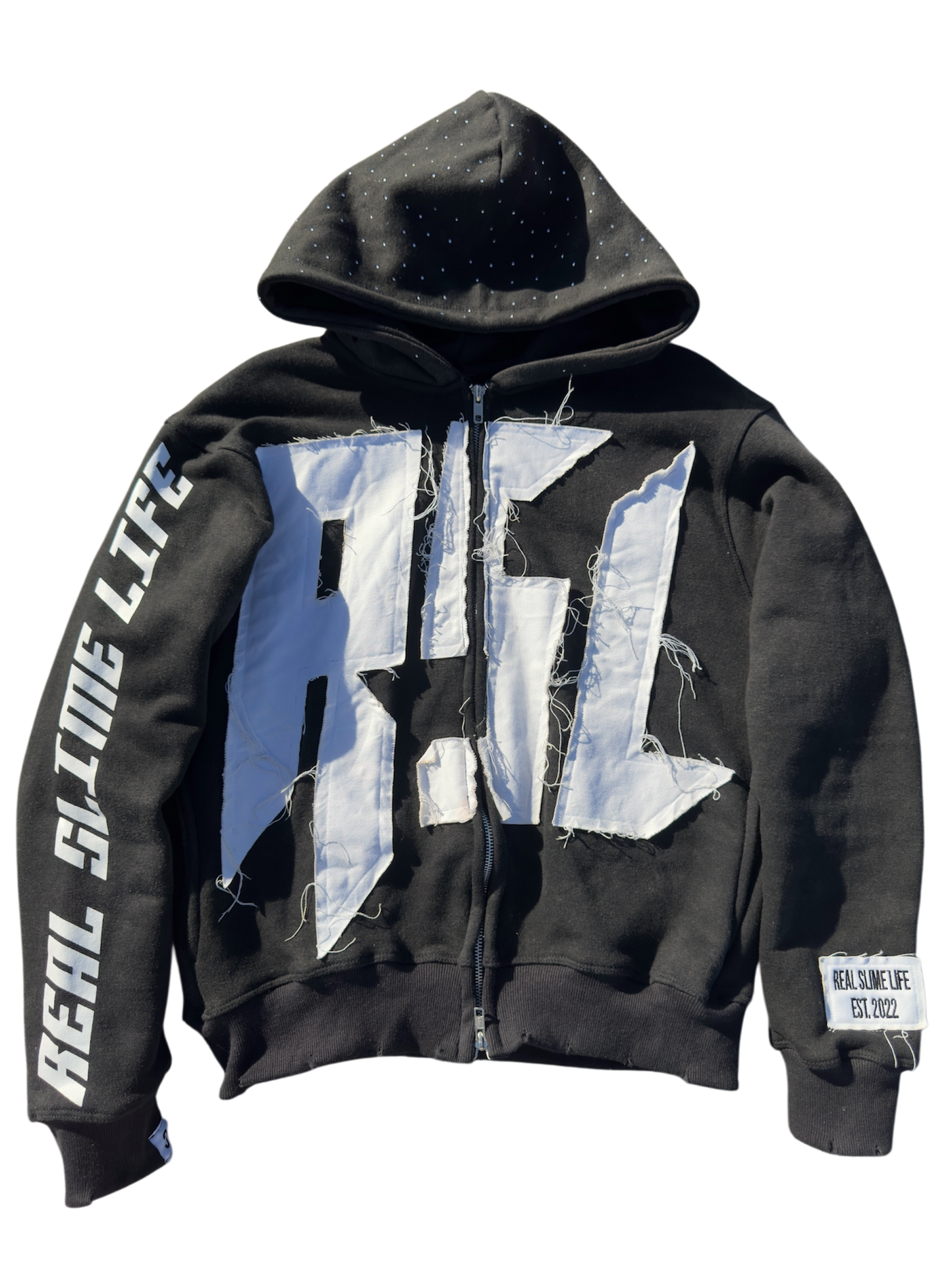Black “Members Only” zip-up