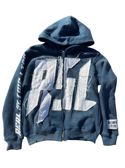 Navy “Members Only” zip-up