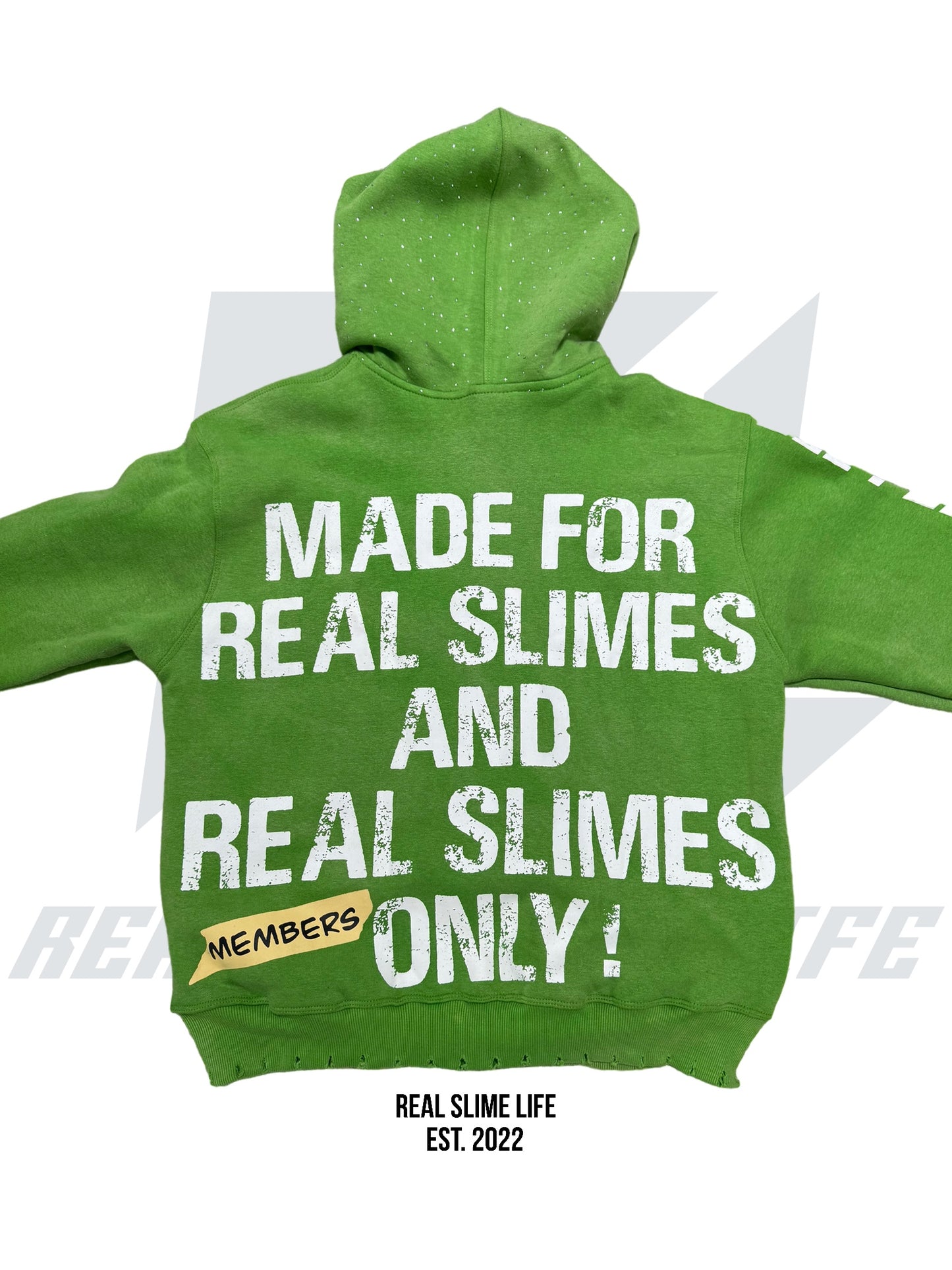 Green “Members Only” zip-up