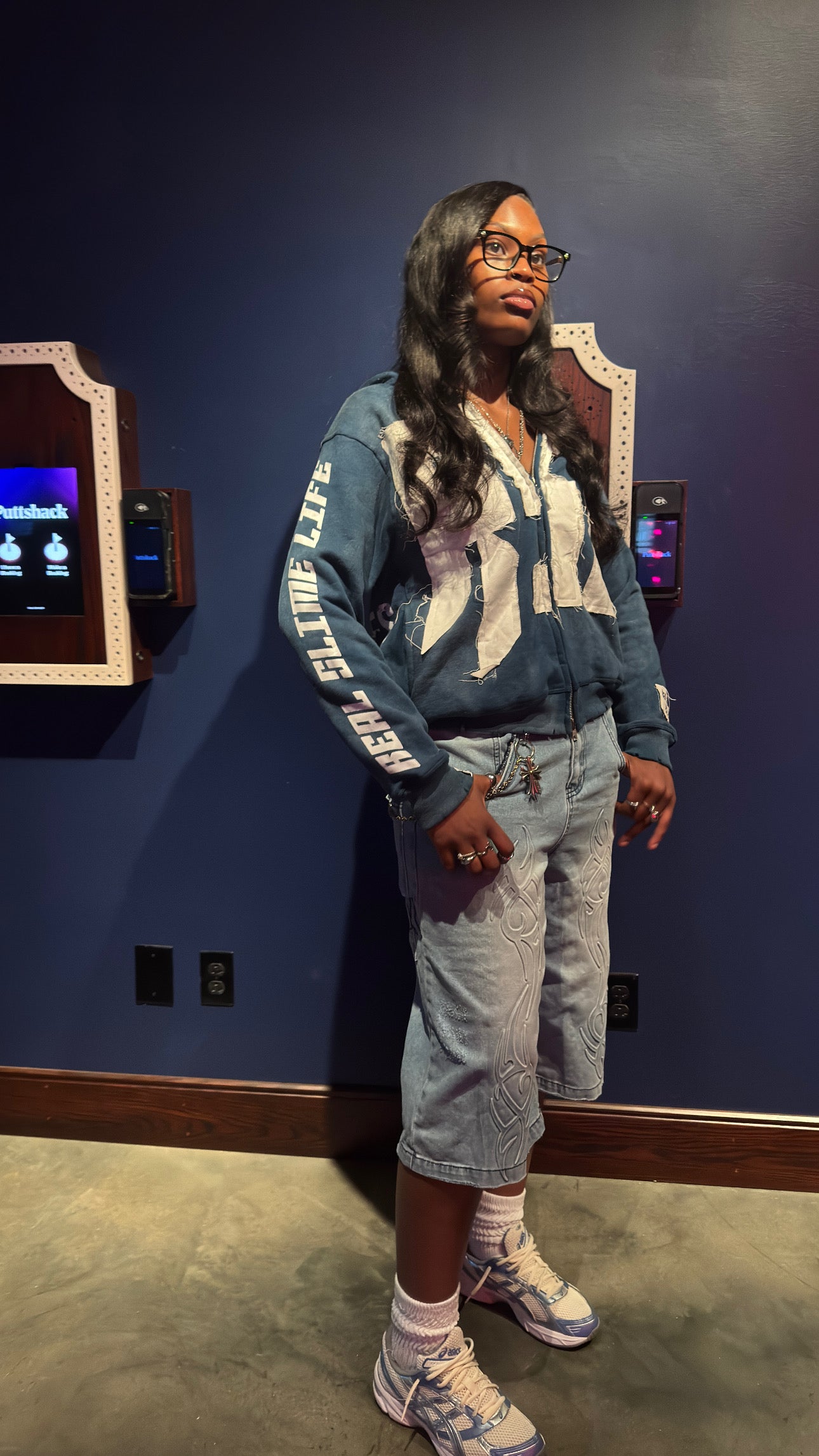 Navy “Members Only” zip-up