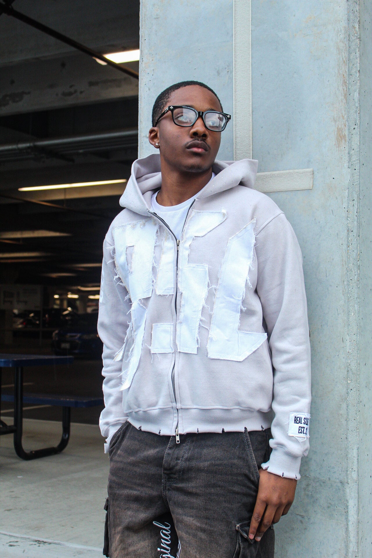 Light Gray “Members Only” zip-up