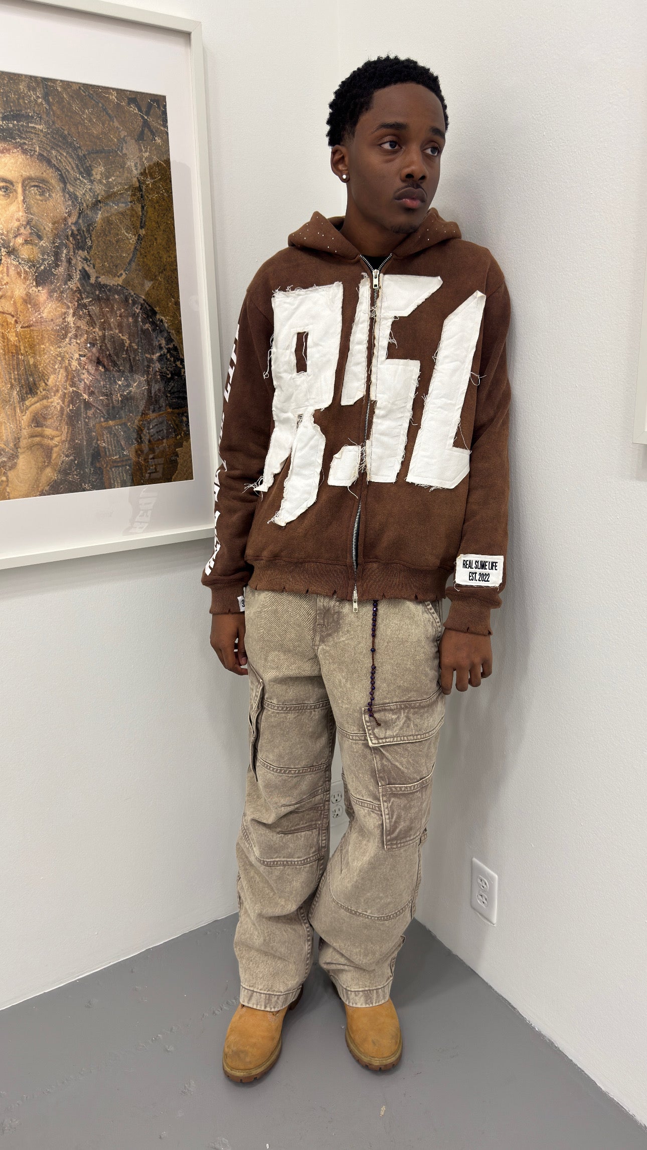 Brown “Members Only” zip-up