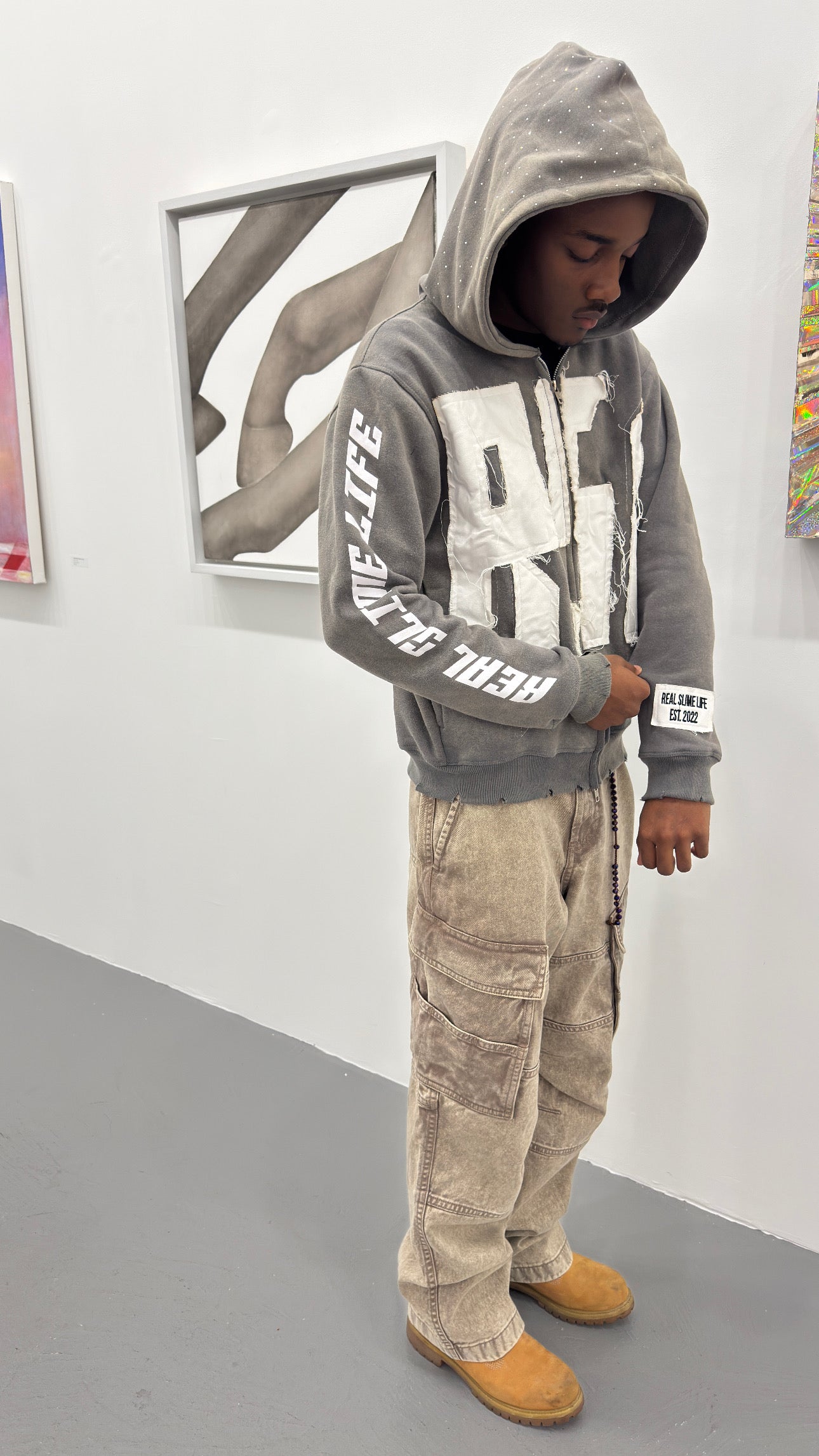 Gray “Members Only” zip-up