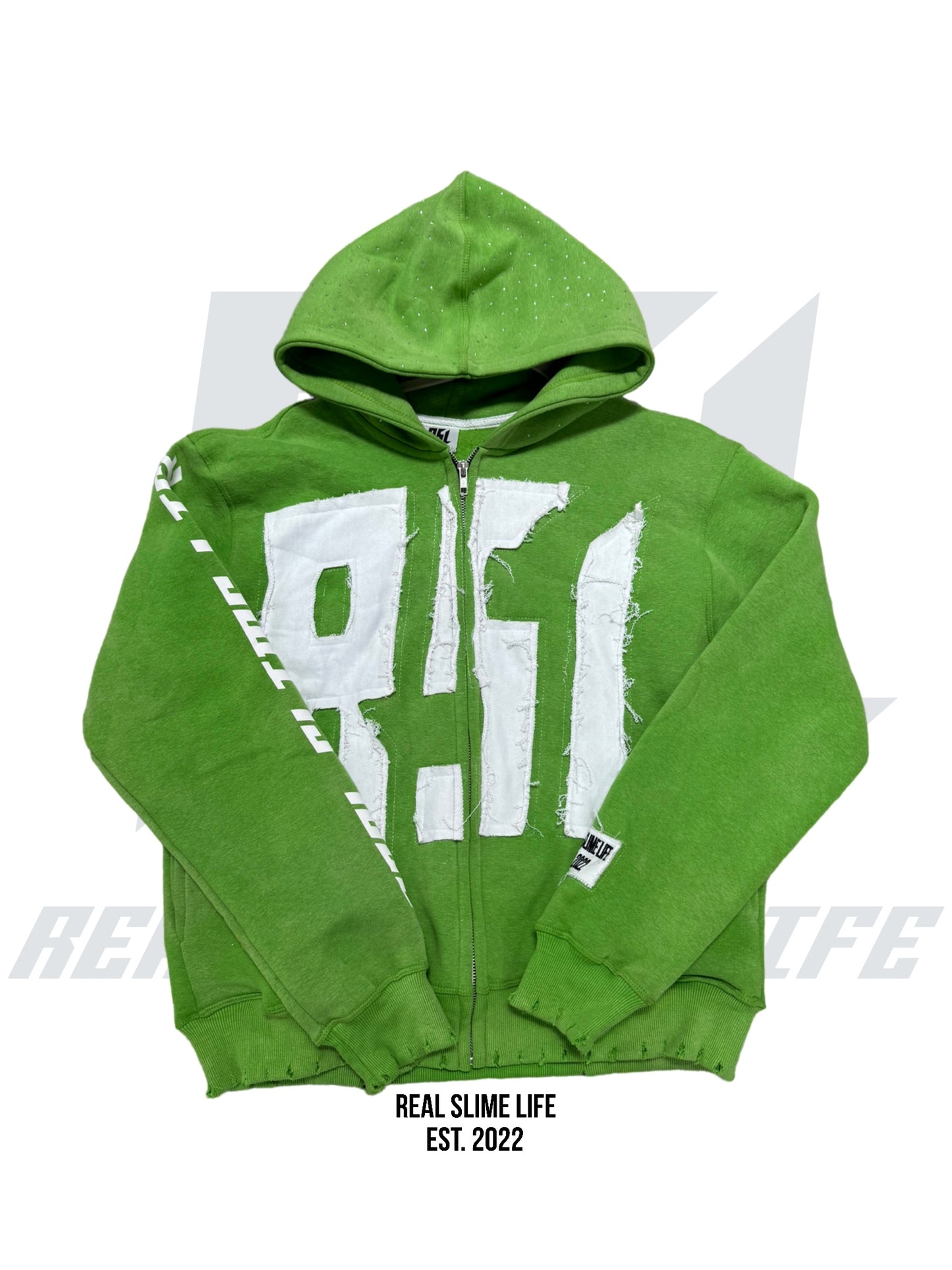 Green “Members Only” zip-up