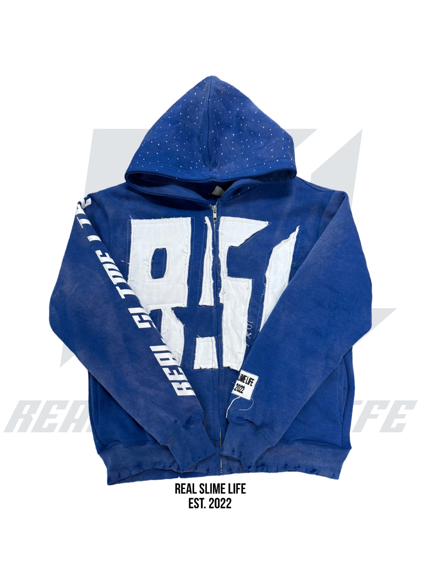 Blue “Members Only” zip-up