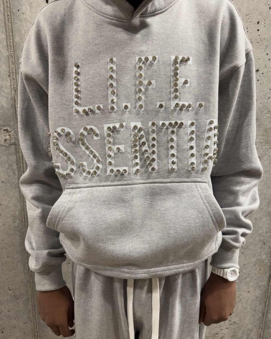 Gray “LIFE ESSENTIAL” Hoodie