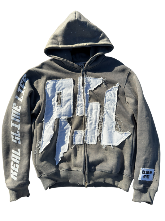 Gray “Members Only” zip-up