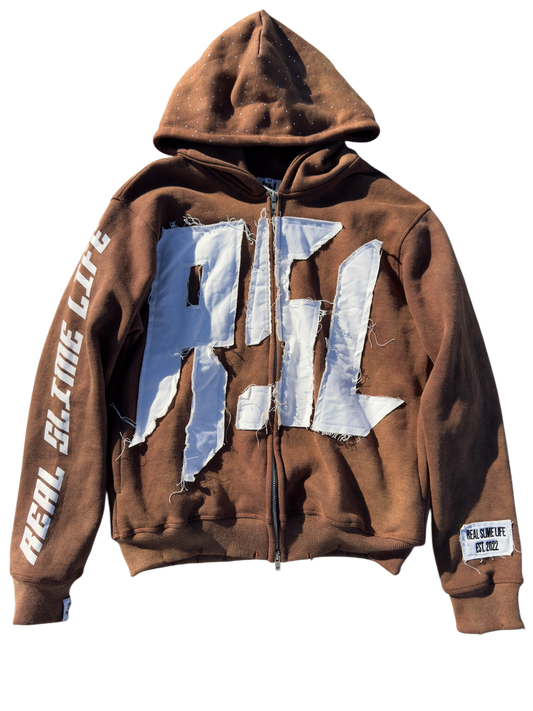 Brown “Members Only” zip-up